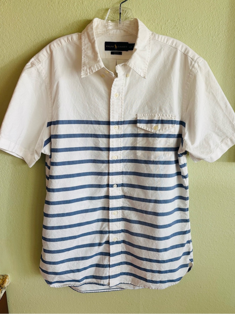 Polo Ralph Lauren Standard Short Sleeve Button Down Striped Shirt with Pocket L